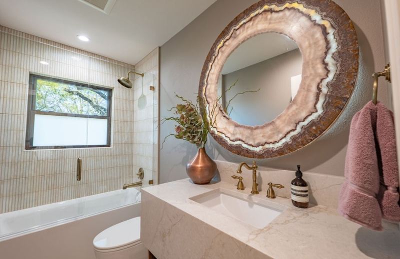 Custom stone bathroom vanity