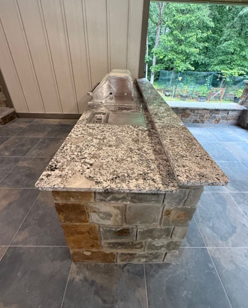 Outdoor kitchen stone countertop